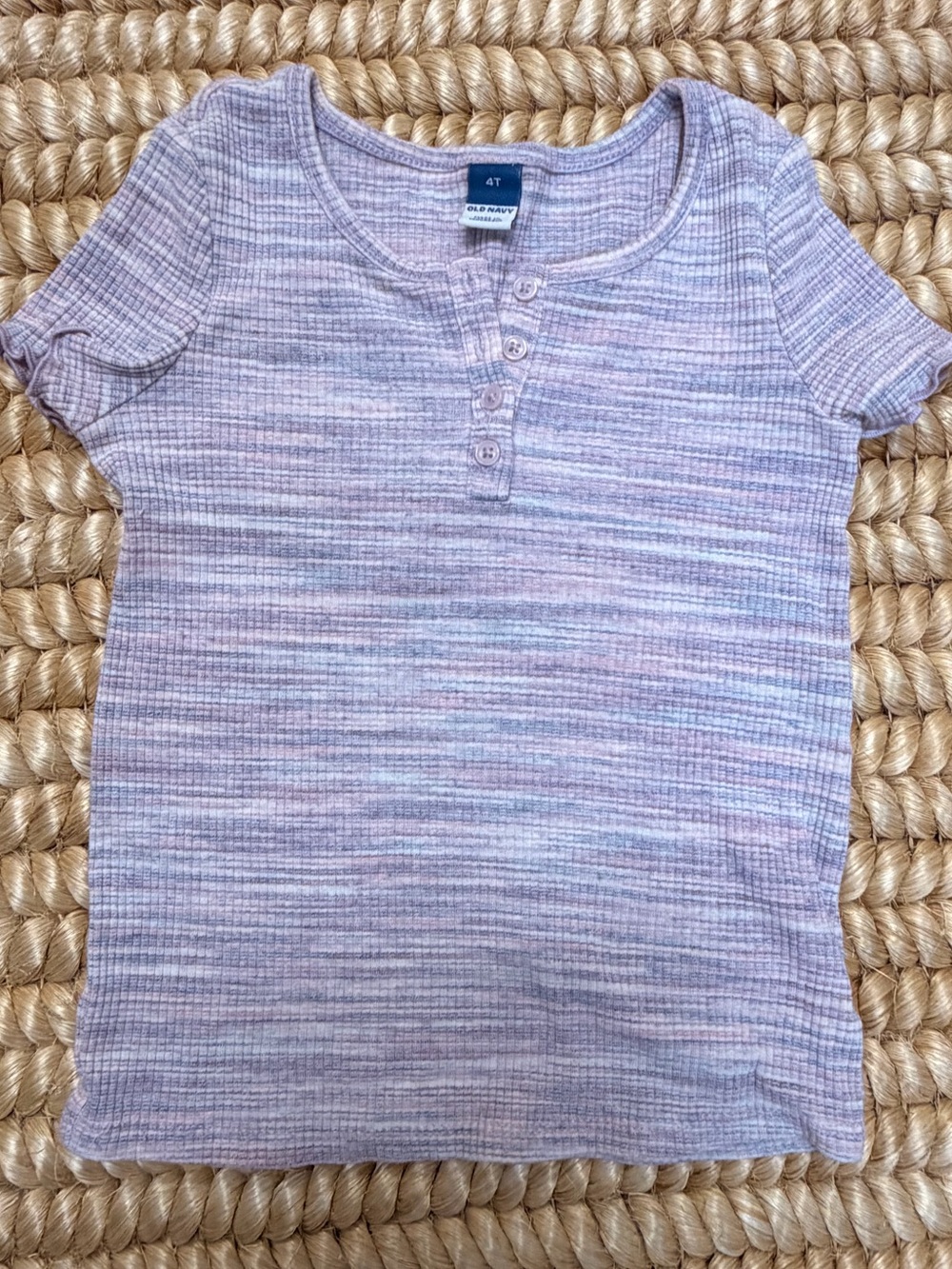 Old Navy Lavender Heathered Short-Sleeve Henley Top